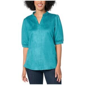 Belle Boho by Kim Gravel Women's PerSuede Me Puff Sleeve Top Plume - Regular